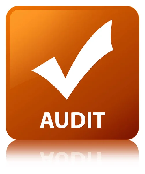 Audit (Symbol validieren) brauner quadratischer Knopf — Stockfoto