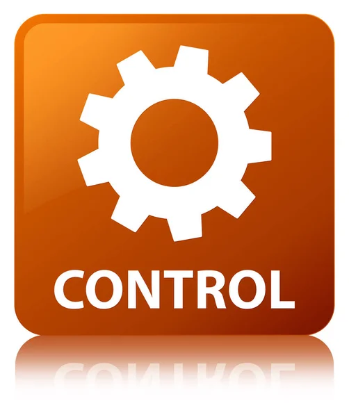 Control (settings icon) brown square button — Stock Photo, Image