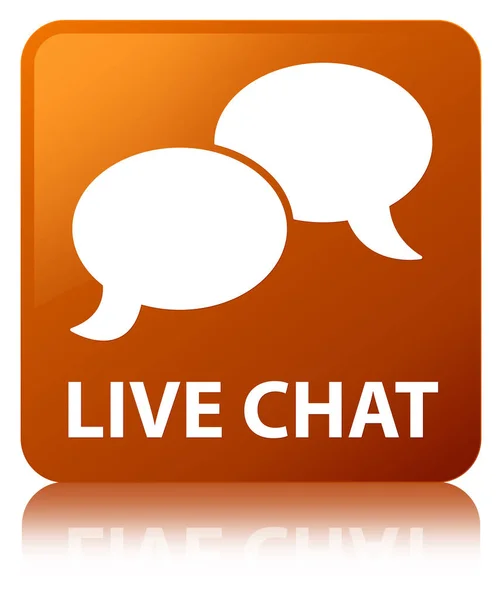 Chat en vivo marrón botón cuadrado —  Fotos de Stock