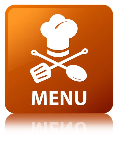 Menu (restaurant icon) brown square button — Stock Photo, Image