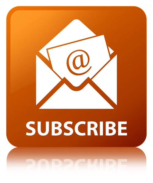 Iscriviti (icona della newsletter e-mail) pulsante quadrato marrone — Foto Stock