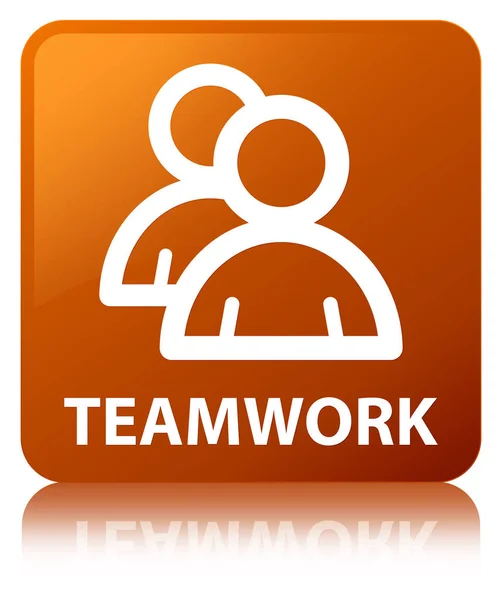 Teamwork (Gruppensymbol) brauner quadratischer Knopf — Stockfoto