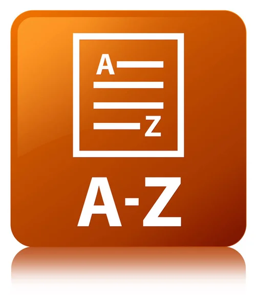 A-Z (ícone de página de lista) botão quadrado marrom — Fotografia de Stock