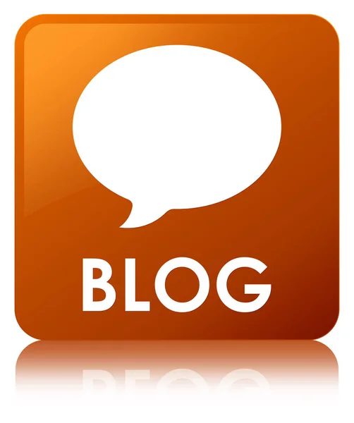 Blogg (konversation ikon) brun fyrkantig knapp — Stockfoto