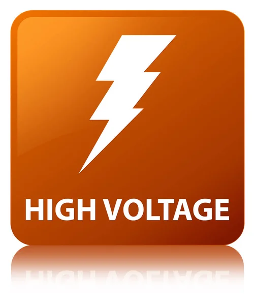 Hoogspanning (elektriciteit pictogram) bruine vierkante knop — Stockfoto