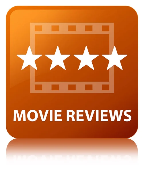 Movie reviews brown square button — Stock Photo, Image
