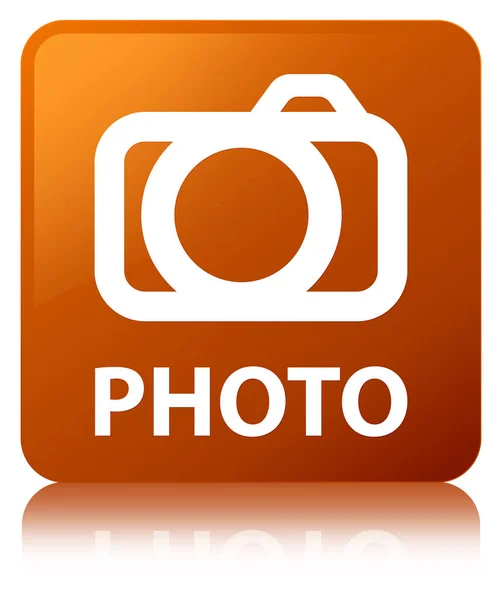写真 (カメラのアイコン) 茶色の正方形ボタン — ストック写真