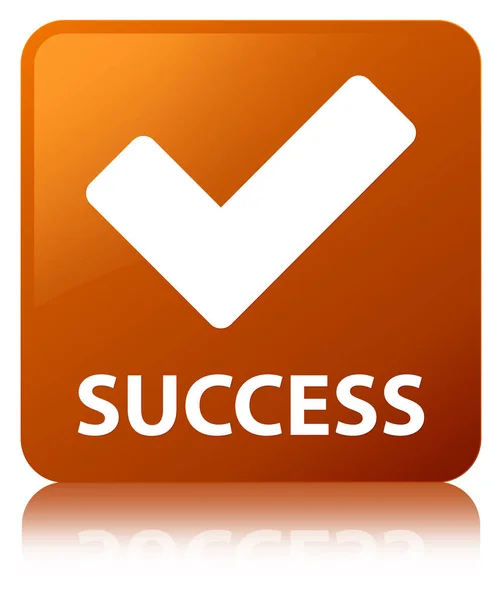 성공 (아이콘 확인) 갈색 사각형 버튼 — 스톡 사진