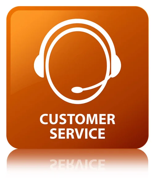 Serviço ao cliente (ícone de atendimento ao cliente) botão quadrado marrom — Fotografia de Stock