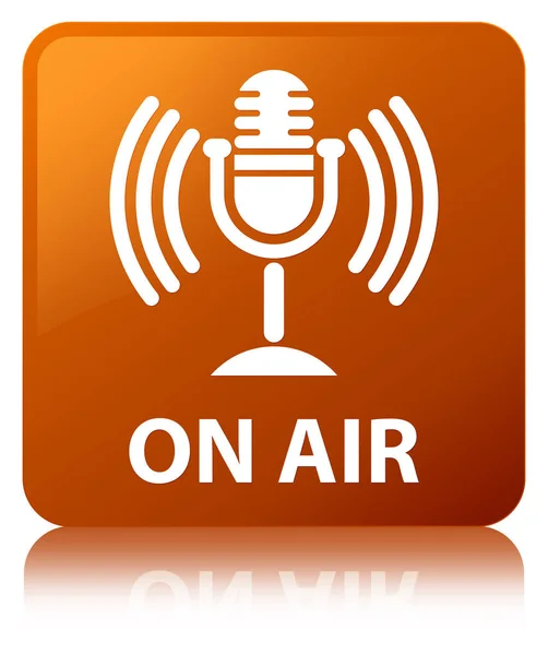 On air (mic icon) brown square button — Stock Photo, Image