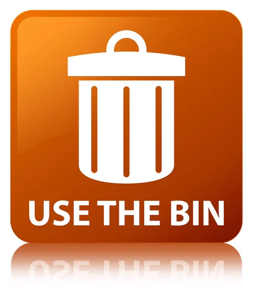 Użyj przycisku kwadratowych bin (ikona kosza) brązowy — Zdjęcie stockowe