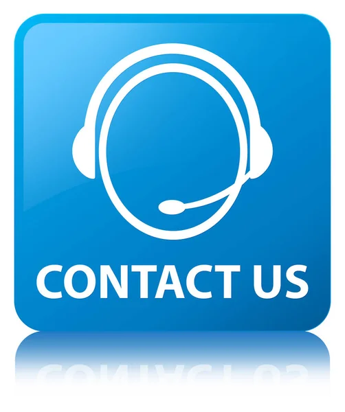 Contáctenos (icono de atención al cliente) botón cuadrado azul cian —  Fotos de Stock