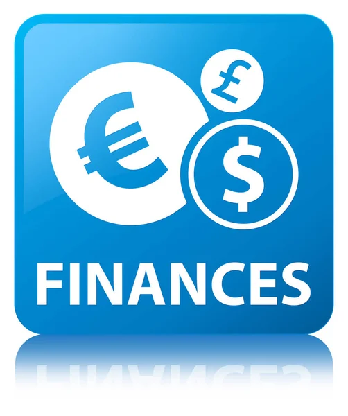 Finanças (sinal do euro) botão quadrado azul ciano — Fotografia de Stock