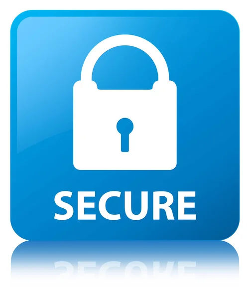 Secure (ikon gembok) cyan tombol persegi biru — Stok Foto