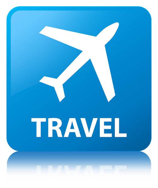 Travel (plane icon) cyan blue square button