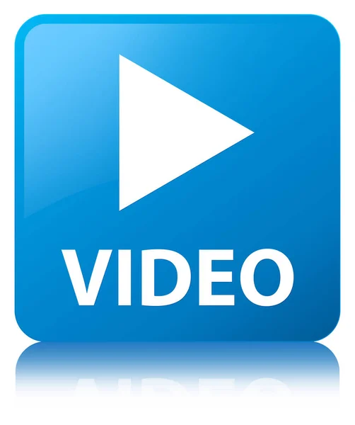 Video cyaan blauw vierkante knop — Stockfoto