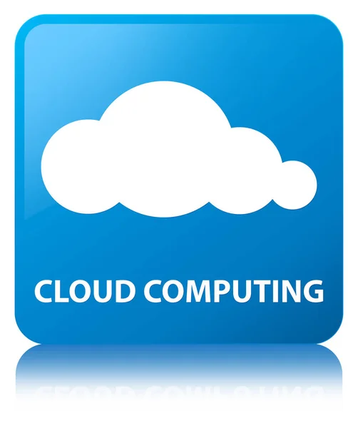 Cloud computing ciano pulsante quadrato blu — Foto Stock