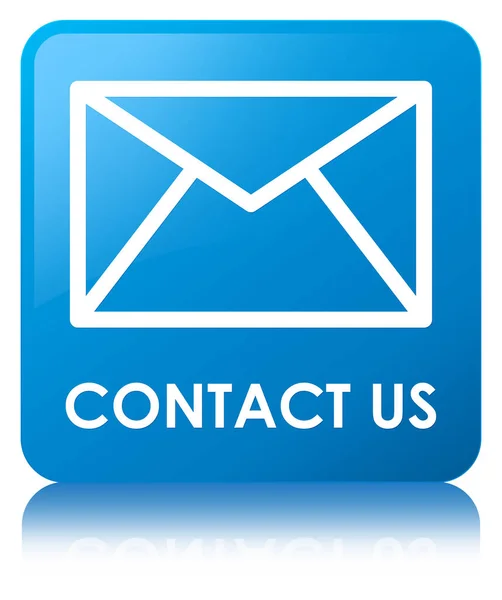Contacte-nos (ícone de e-mail) botão quadrado azul ciano — Fotografia de Stock