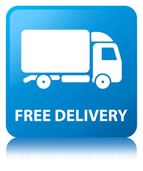 Free delivery cyan blue square button — Stock Photo, Image