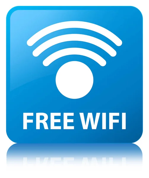 무료 wifi 시안색 파란색 사각형 버튼 — 스톡 사진