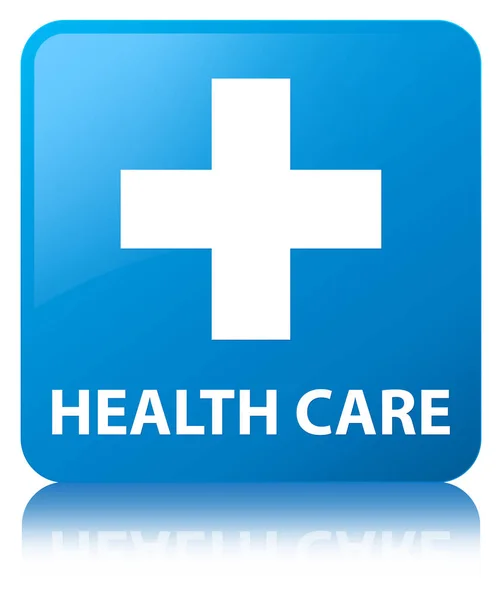 Cuidado de la salud (signo más) botón cuadrado azul cian —  Fotos de Stock