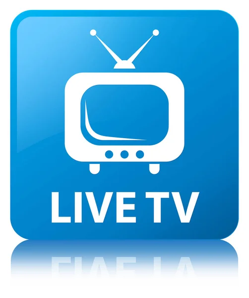 TV en vivo cyan azul botón cuadrado —  Fotos de Stock