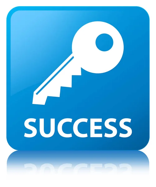 Успіх (ключова піктограма) блакитна квадратна кнопка — стокове фото