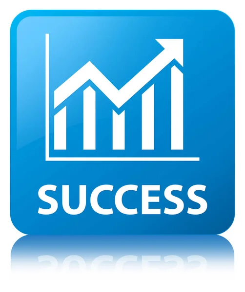 Sukces (statystyki ikona) cyan niebieski przycisk kwadratowy — Zdjęcie stockowe