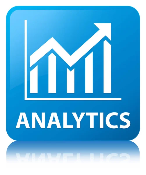 Аналітика (піктограма статистики) блакитна квадратна кнопка — стокове фото