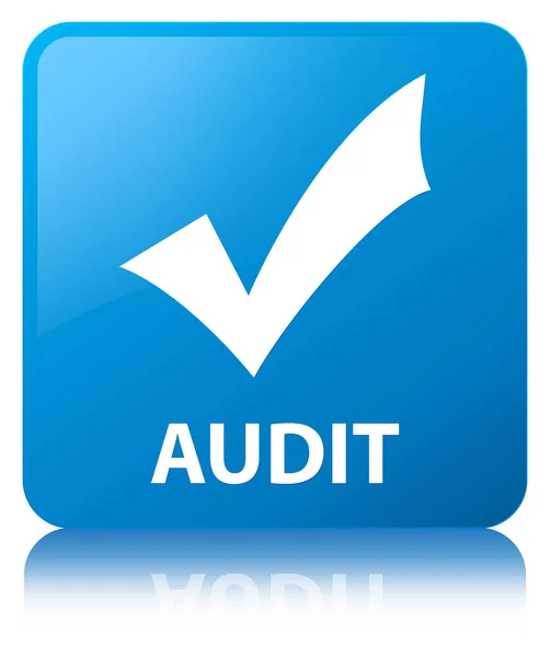 Audit (Symbol validieren) cyan blue square button — Stockfoto