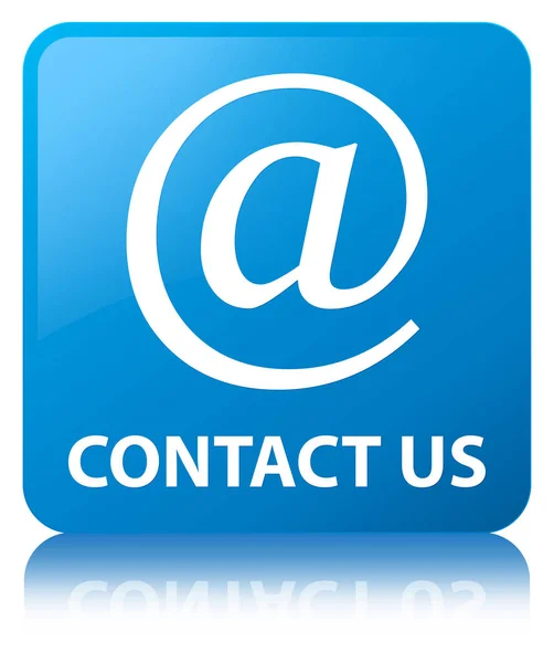 Contacte-nos (ícone de endereço de e-mail) botão quadrado azul ciano — Fotografia de Stock