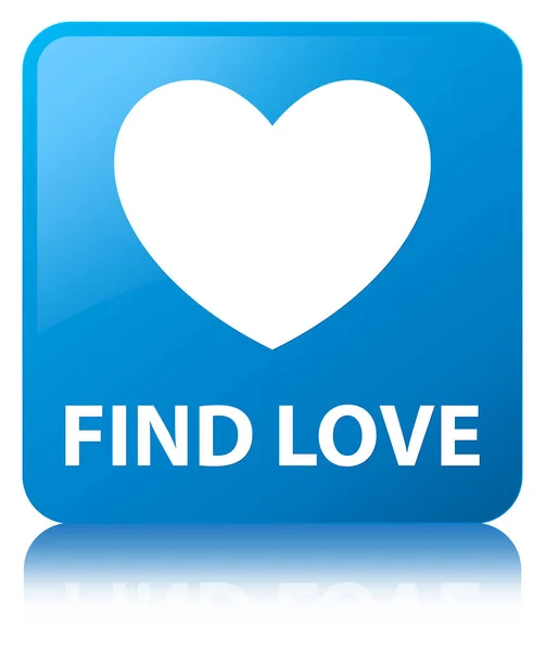 Encontrar amor botão quadrado azul ciano — Fotografia de Stock
