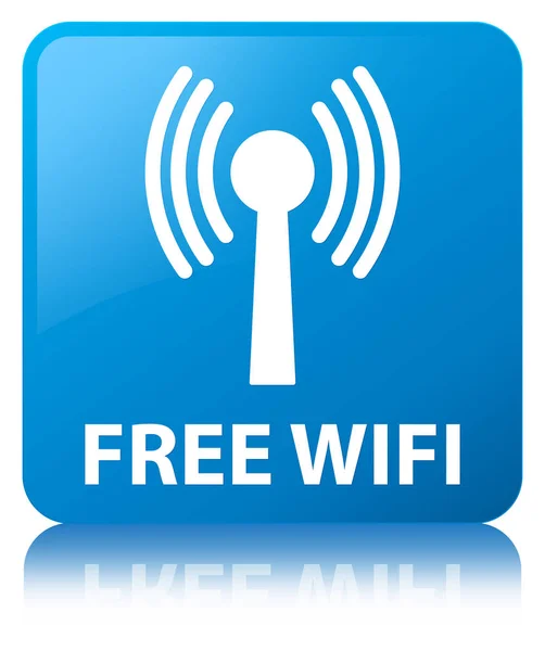 Free wifi (wlan network) cyan blue square button — Stock Photo, Image