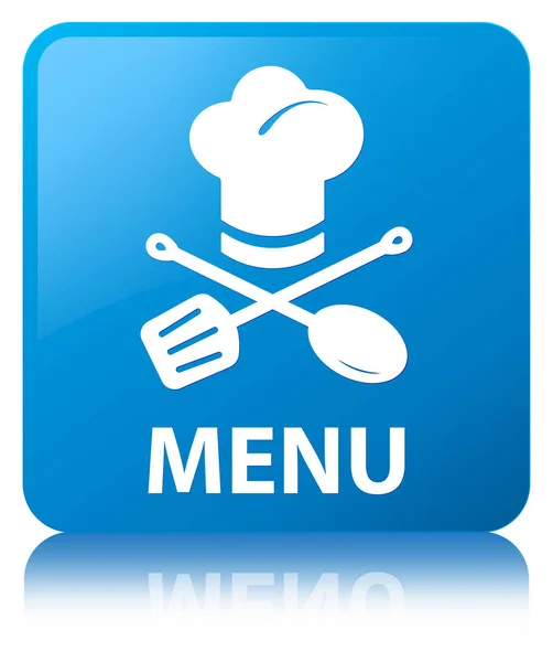 De blauwe vierkante menuknop (restaurant pictogram) cyaan — Stockfoto