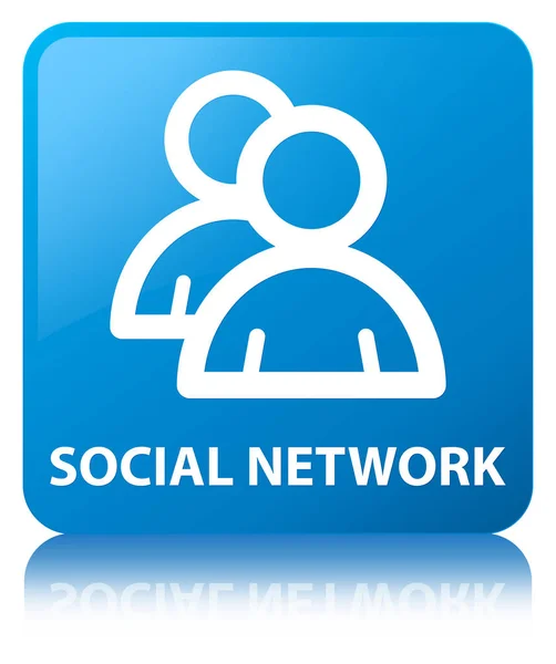 Social network (group icon) cyan blue square button — Stock Photo, Image