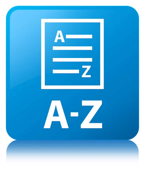 A-Z (icono de la página de lista) botón cuadrado azul cian — Foto de Stock