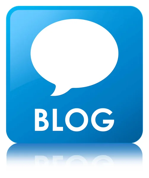 Blog (ícone de conversa) botão quadrado azul ciano — Fotografia de Stock