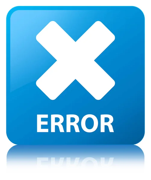 Erro (cancelar ícone) botão quadrado azul ciano — Fotografia de Stock