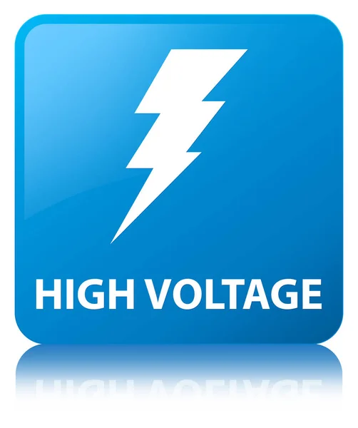 Magas feszültségű (villamos energia ikon), cián kék négyzet gomb — Stock Fotó
