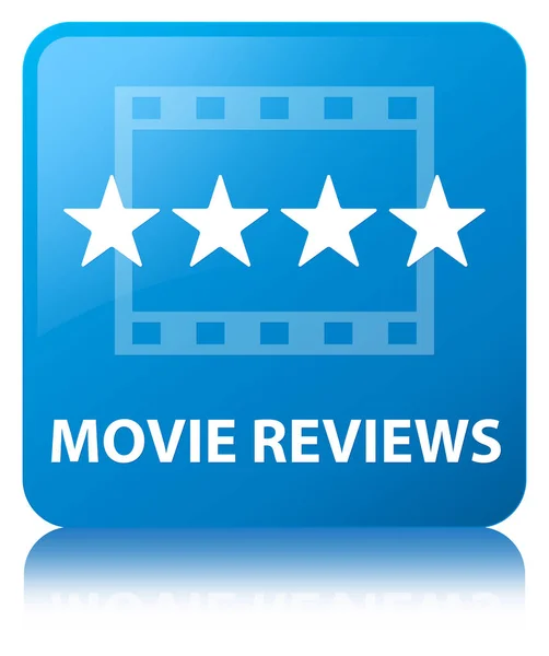 Film reviews cyaan blauw vierkante knop — Stockfoto