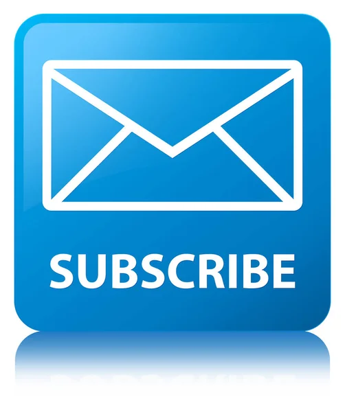 Εγγραφείτε (εικονίδιο ηλεκτρονικού ταχυδρομείου) κυανό μπλε τετράγωνο κουμπί — Φωτογραφία Αρχείου