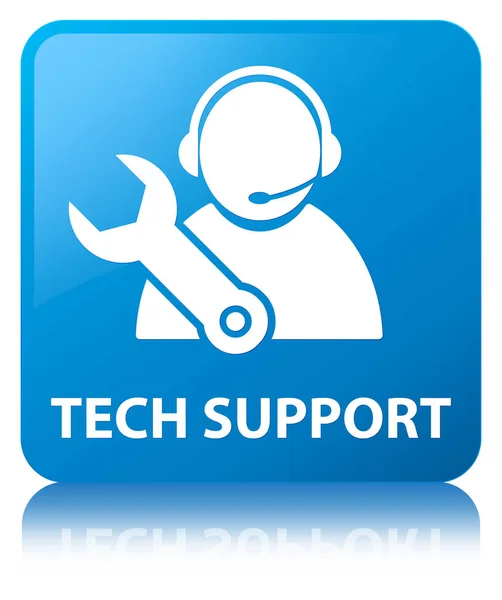 Tech-Unterstützung cyan blue square button — Stockfoto