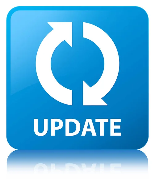 Update cyan blue square button — Stock Photo, Image