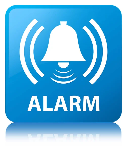 Allarme (icona campana) blu ciano pulsante quadrato — Foto Stock