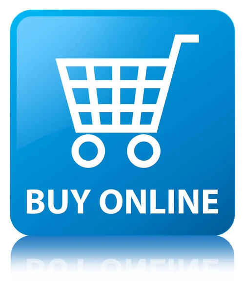 Kup online cyan niebieski przycisk kwadratowy — Zdjęcie stockowe