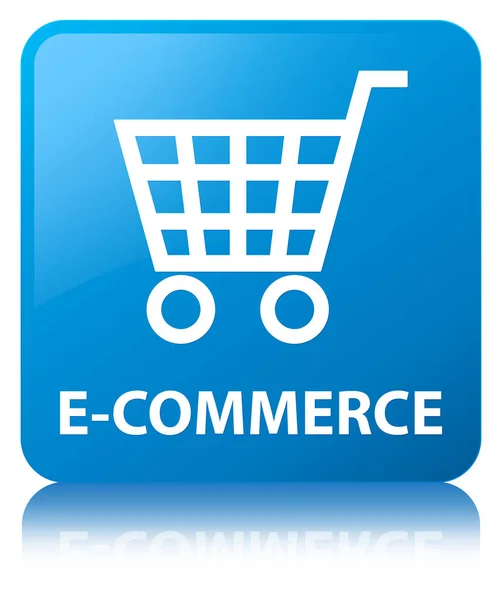 E-commerce cyan niebieski przycisk kwadratowy — Zdjęcie stockowe