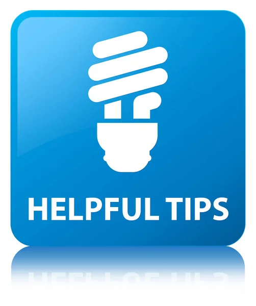 Consigli utili (icona lampadina) ciano pulsante quadrato blu — Foto Stock