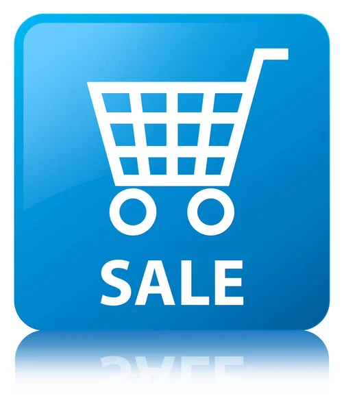 Sale cyan blue square button — Stock Photo, Image