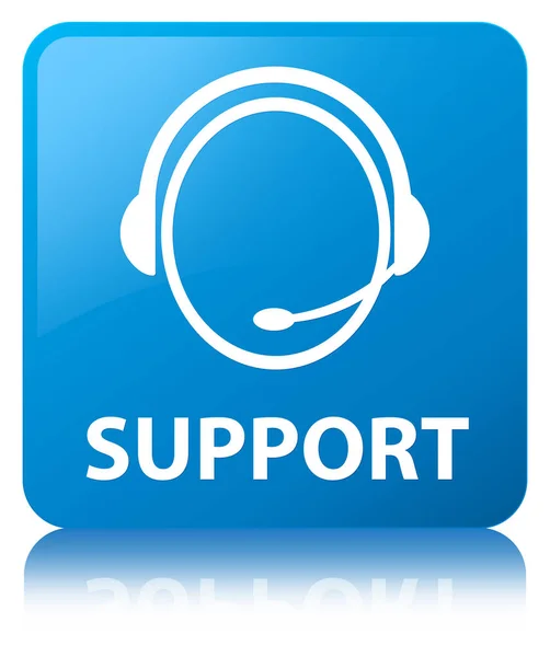 Синяя квадратная кнопка поддержки (значок обслуживания клиентов) — стоковое фото