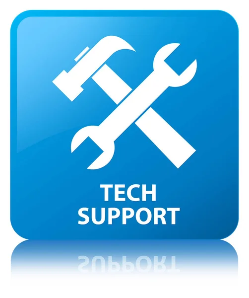 Tech support (extra pictogram) cyaan blauw vierkante knop — Stockfoto